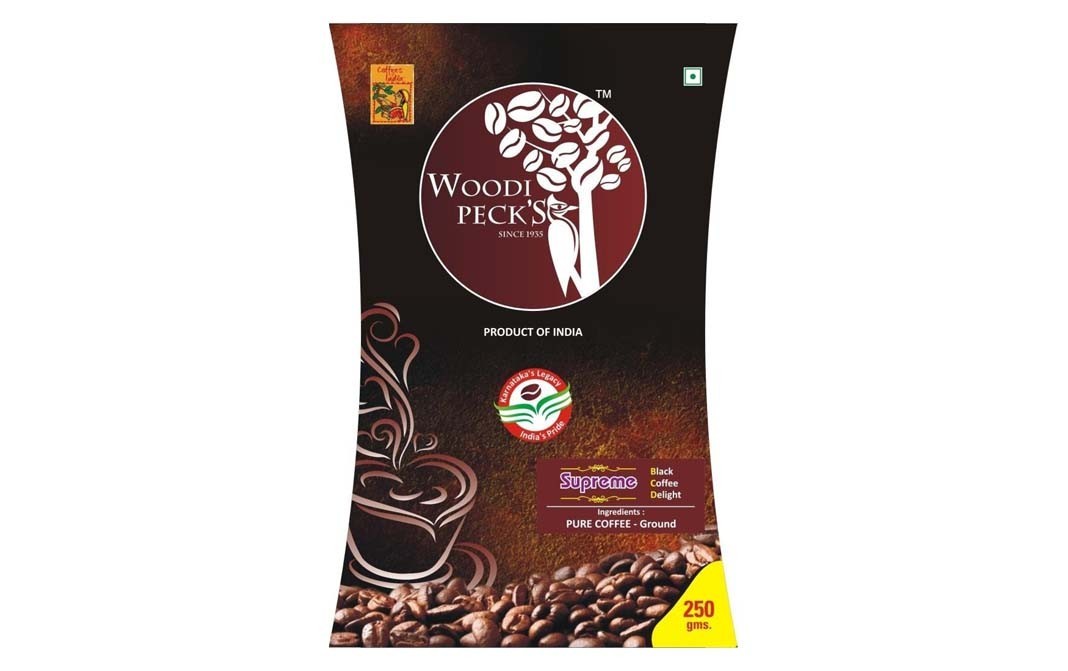 Woodi Peck's Supreme Black Coffee Delight    Pack  250 grams